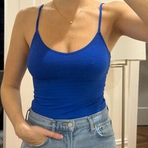 Topshop Royal Blue Ribbed Bodysuit